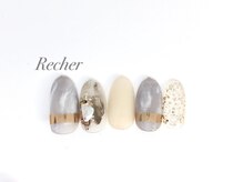 ネイルサロンリシェ 烏丸御池(Recher)/ミラー×大人ブルーのデザイン