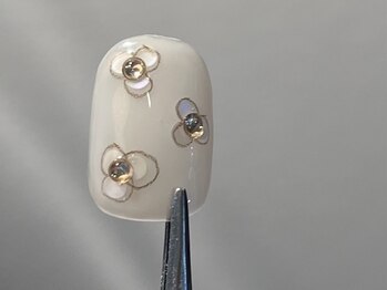 春 お花ネイル 落書きネイル