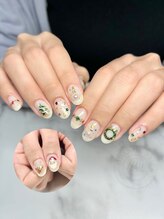 オレンジスティック/クリスマス詰め込みネイル