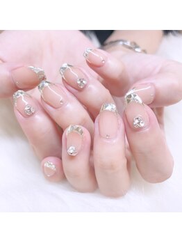 ネイルサロン ドレリッチ 大宮店(drerich)/ガラスフレンチ Vカット