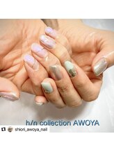 アオヤ(h/n collection AWOYA)/アシンメトリーネイルデザイン
