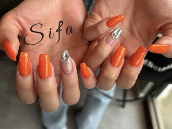 シファ(Sifa.)/オレンジネイル/夏ネイル