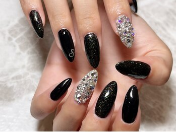 レディグリッター(Lady glitter)/BLACK&ストーン埋め尽くし