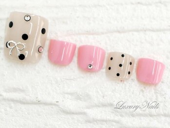 ラグジュアリーネイルズ アカバネ(Luxury Nails Akabane)/キュート*ドット＆リボン