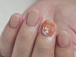 チェック×フラワー