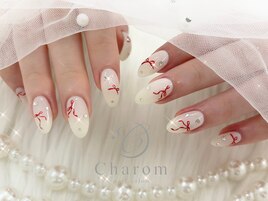 ホワイト×リボンネイル