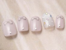 アイネイルズ 天神今泉店(I-nails)/ガーリーリボンドットピンク