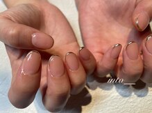 ネイルサロン イントゥ(into_)/ミラーフレンチ ピンク ゴールド