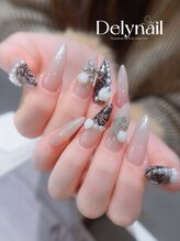 デリーネイル(Dely_nail)/エレガントな黒レースネイル