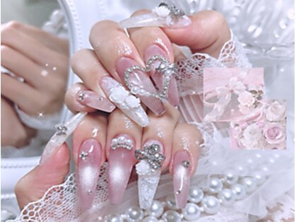 nabinail/ワンホンネイル/ガーリーネイル/推し活/やり放題/長さ出しの写真
