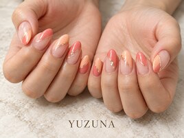 オレンジななめフレンチネイル