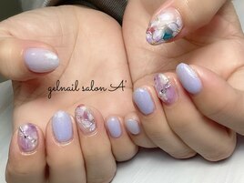 パープル/お花ネイル/大人女子