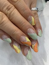 ネイルモア 三軒茶屋店(NAIL moA)/斜めフレンチ×MIXプッチ