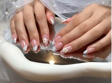 ウィルネイル 二子新地店(Wilu nail)/ドットフレンチ×フラワーネイル