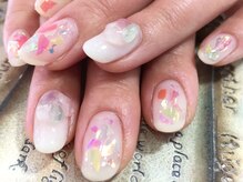 ネイルサロン ティディ(TIDY)/天然石パーツ+折り紙ホロ