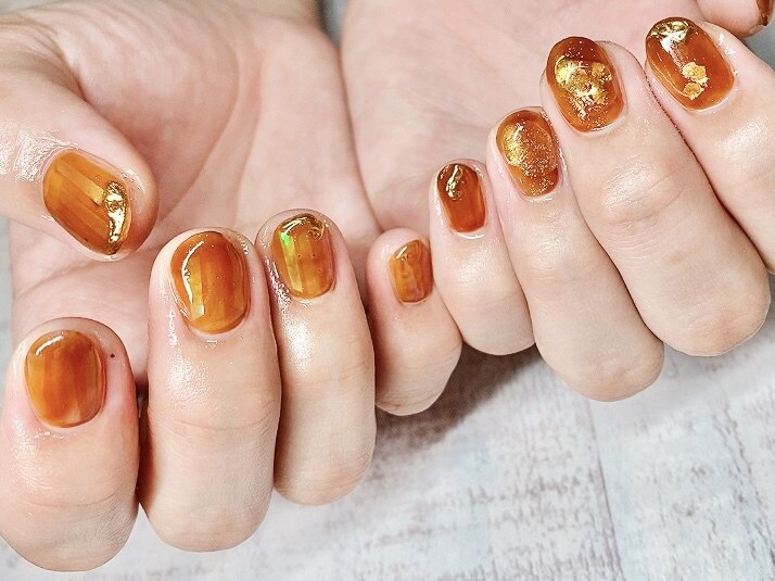 ネイルカラー オレンジ ベージュ ブラウン系 まとめ売り 大人っぽい落ち着きカラー♡オレンジブラウンのあかぬけネイル