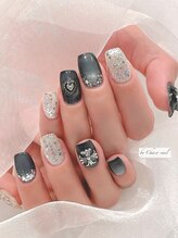 チャコネイル(chaco-nail)/ブラック×シルバーパーツネイル