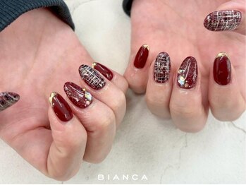 ビアンカ ネイルサロン 大宮店(Bianca)/ボルドー×ツイード