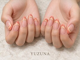 オレンジダブルフレンチネイル