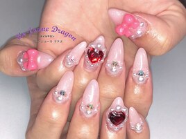 【ロングネイル】ピンクネイル