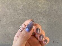 アイネイルズ 吉祥寺店(I nails)/クリアネイビーオーロラミラー