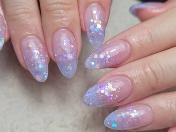 エムユーファイブネイル(MU5-nail)/ラメグラデ×ホログラム長さだし