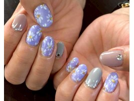 フラワーネイル/くすみカラー