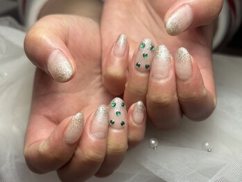 ジョアネイル(JOA Nail)/ラメグラデー/ハートストーン