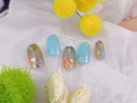 くすみ天然石風nail