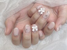 モカ 心斎橋(moca by Lee)/【Aina】キラキラリボンネイル