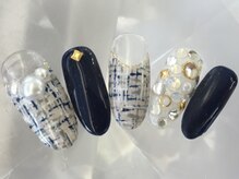 ラリュールネイル(L'Allure nail)/ツイードビジューネイル￥8200