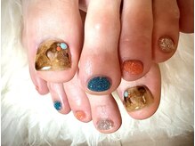 アミュリー ネイル アトリエ(Amury nail atelier)/べっこう ターコイズ ラメ 
