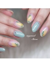 たゆ ネイル(たゆnail)/パラジェル春手描きミモザネイル