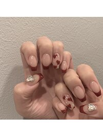 赤フレンチにハートデザイン