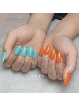 ネイルサロンリュクス (nailsalon Luxe)/オレンジ×ブルーワンカラー