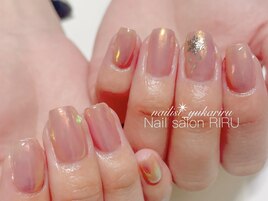 オーロラネイル×雪の結晶ネイル