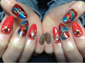 ラウト デコレーションアンドネイルサロン(Lauto Decoration&Nail Salon)/レッドタイダイ柄ネイル