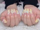 グラデーション、キラキラネイル