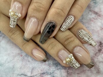 ディーネイル 四条烏丸(D-nail)/【春井】ツイード×フレンチ