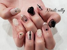 ネイルズアリー 立川店(Nails ally)/ハート×ワンホンネイル×メタル