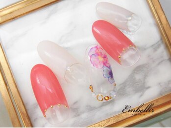アンベリール 横浜店(Embellir)/(1237)水彩フラワーネイル