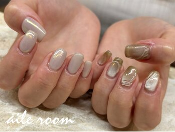 エールルーム 中目黒(aileroom)/aurora×magnetちぐはぐnail