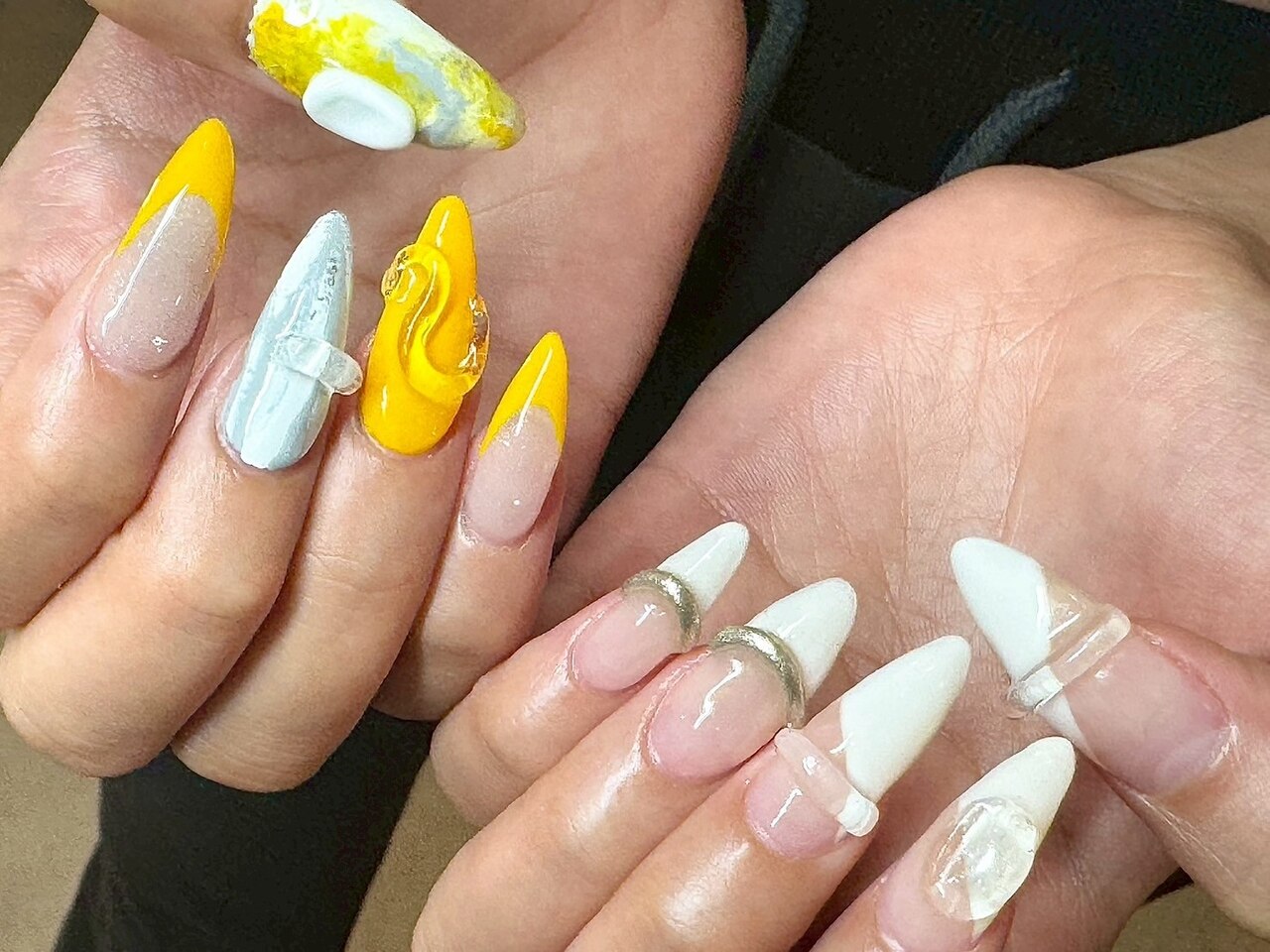 ネイル ネイルチップオーダー フレンチ イエロー 春 夏 埋め尽くし