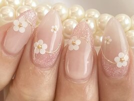 お花マグフレンチ単色ネイル