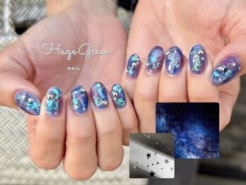 ハズグラスネイル(Haze Grass nail)/七夕ネイル