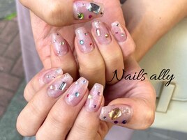宝石ネイル×マルチカラー×秋冬