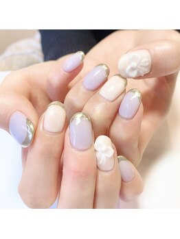 ミラーフレンチ×リボンネイル