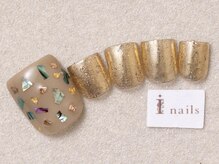 アイネイルズ 三宮店(I nails)/ゴールドシェルフットネイル