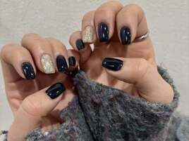 ワンカラーにワンポイントラメ