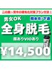【人気No.1】顔～VIOまで全身丸ごとツルツルに♪全身脱毛（顔＋VIO） ￥14,500